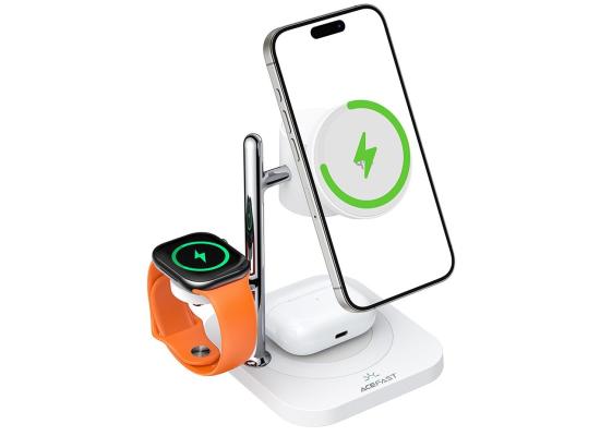 ACEFAST E39 4 in 1 Desktop Wireless Charger with Night Light Phone Watch Earphone Charging Station - White